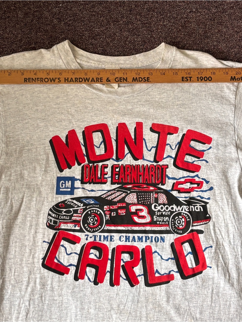 Vintage Dale Earnhardt Monte Carlo Graphic Tee - Light Gray & Red